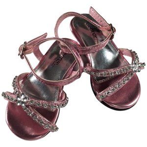 👣 5/$25 - Pink/Silver Shiny Sandals w/ Rhinestone Accents